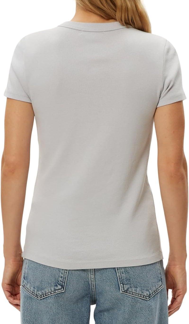 image:imageMichael Stars Womens Fitted Lexy Tee Short Cap Sleeve High Crew NeckZinc