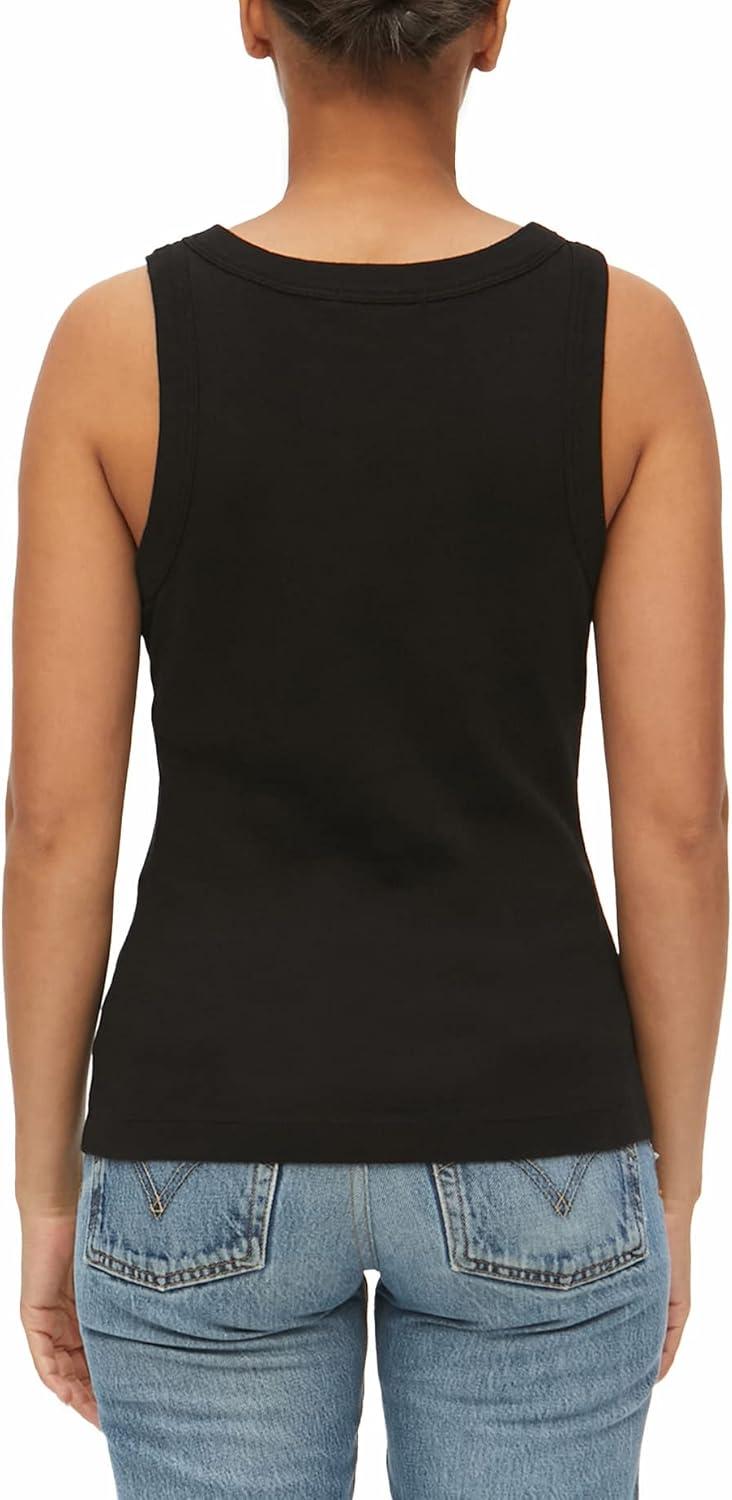 image:imageMichael Stars Womens Paloma Wide Binding Cotton Tank Top Everyday BasicBlack