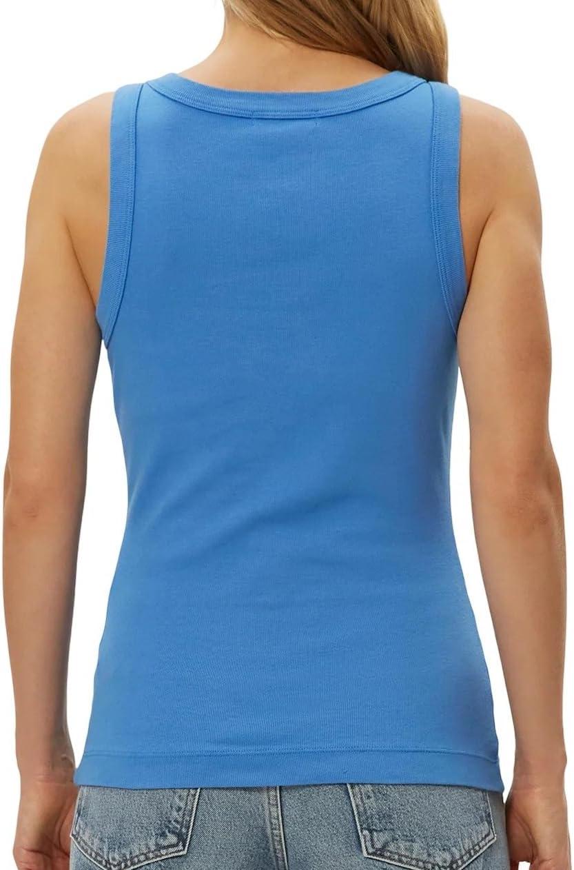 image:imageMichael Stars Womens Paloma Wide Binding Cotton Tank Top Everyday BasicBlue Ribbon