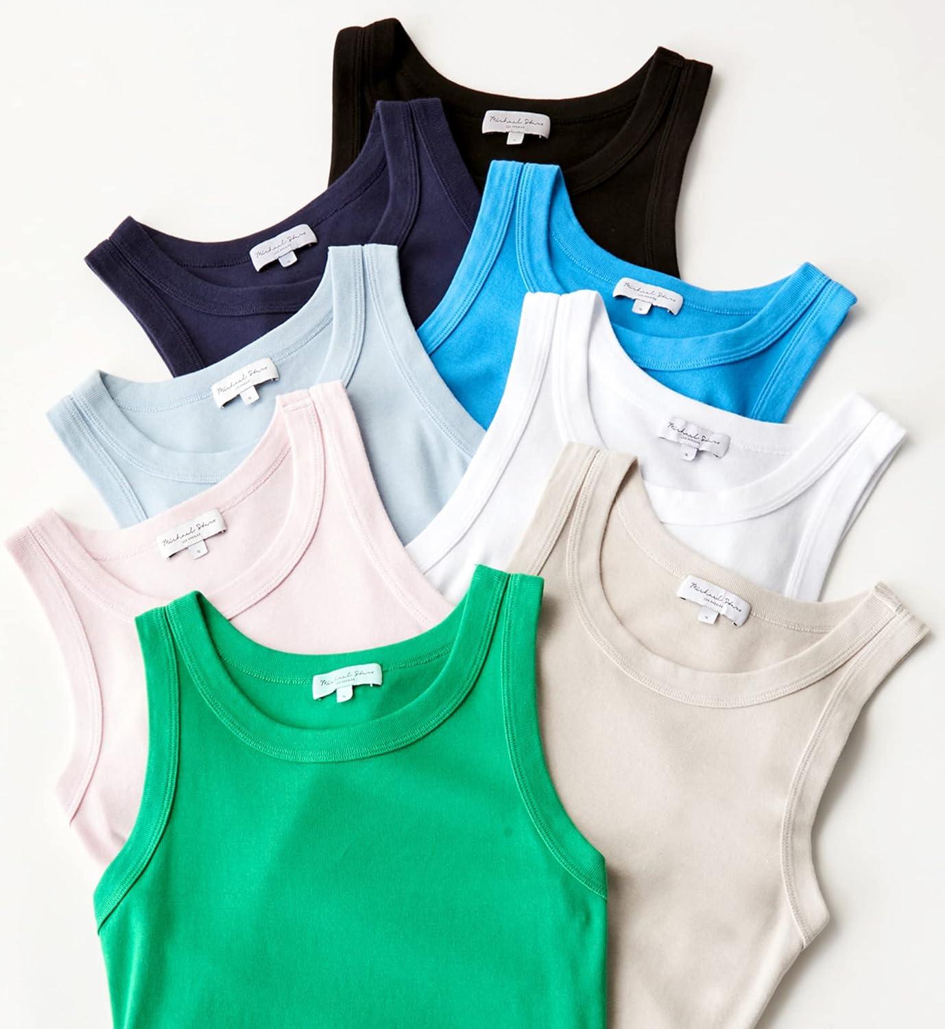 image:imageMichael Stars Womens Paloma Wide Binding Cotton Tank Top Everyday BasicWhite