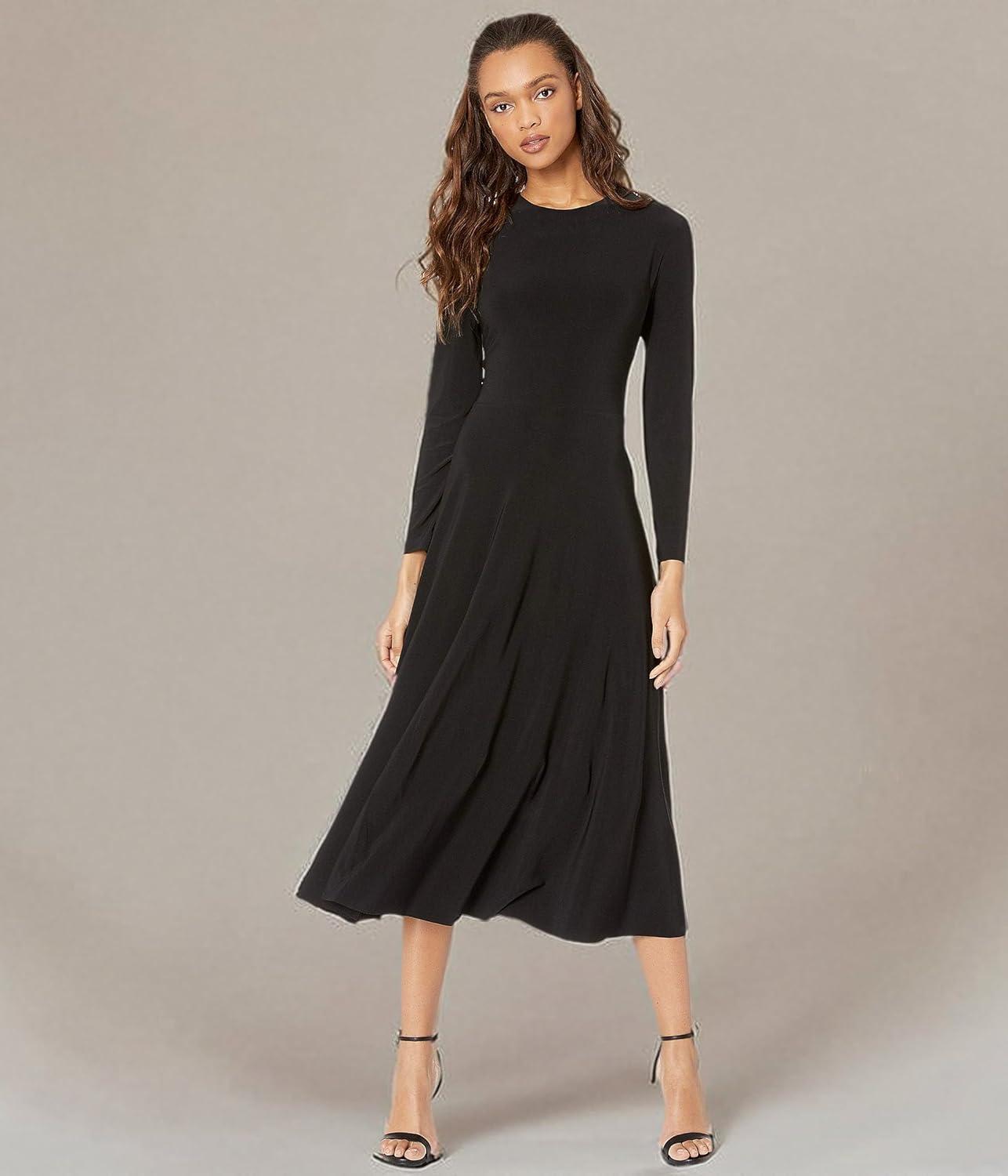 image:imageNorma Kamali Womens Long Sleeve Flared DressBlack