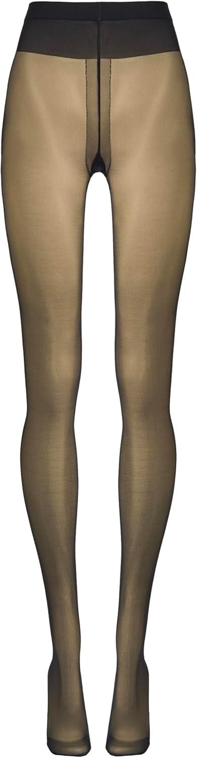 image:imageWolford Individual 10 Control Top Tights For Women Sheer Support Pantyhose Waist Sculpting Cotton Gusset Soft WaistbandAdmiral