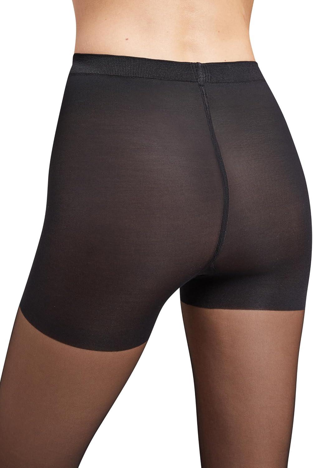 image:imageWolford Individual 10 Control Top Tights For Women Sheer Support Pantyhose Waist Sculpting Cotton Gusset Soft WaistbandBlack
