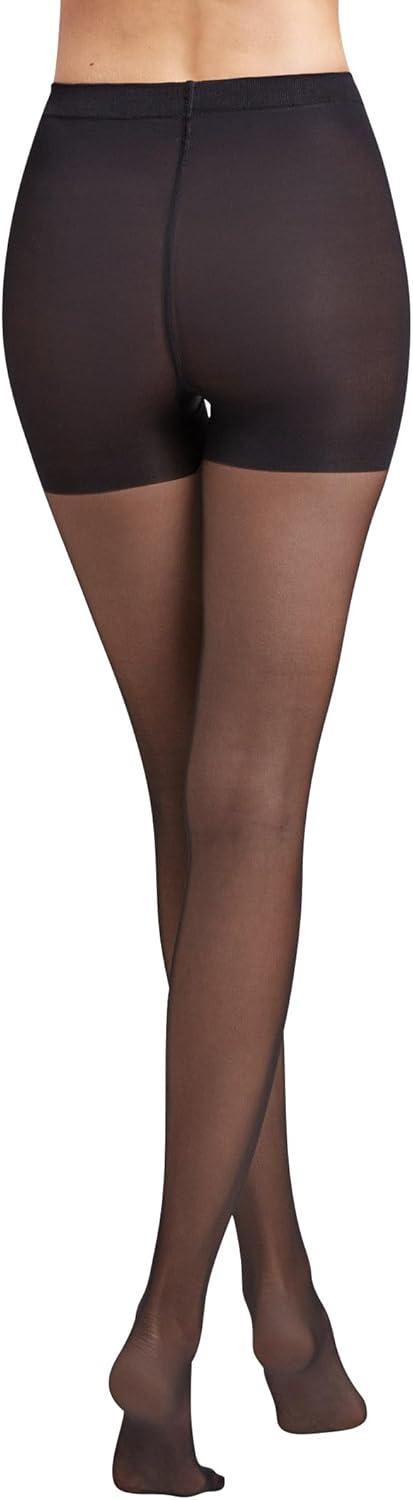 image:imageWolford Individual 10 Control Top Tights For Women Sheer Support Pantyhose Waist Sculpting Cotton Gusset Soft WaistbandBlack