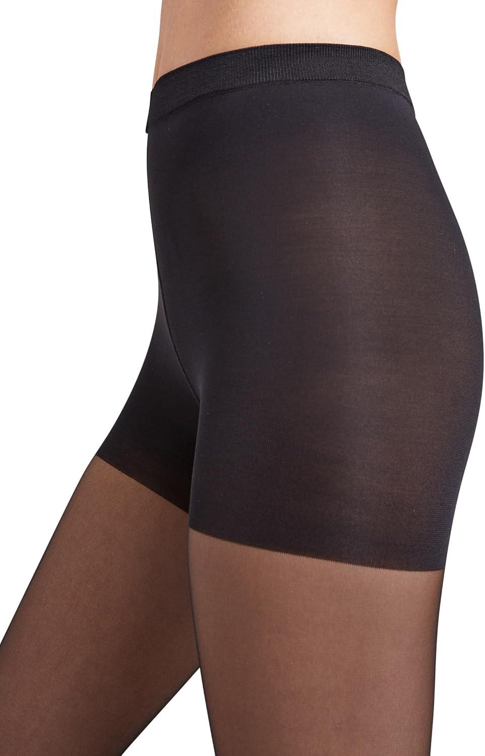 image:imageWolford Individual 10 Control Top Tights For Women Sheer Support Pantyhose Waist Sculpting Cotton Gusset Soft WaistbandBlack