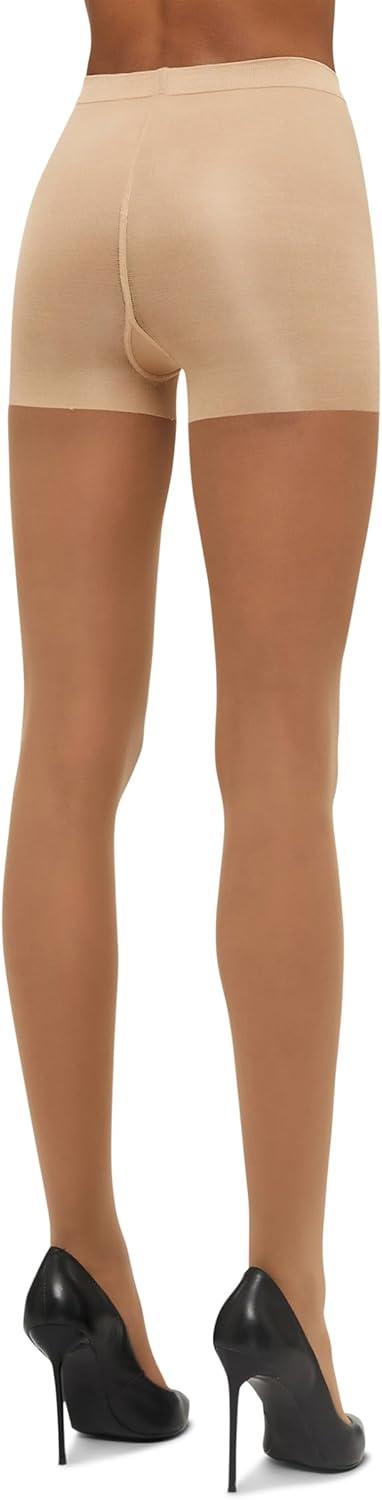 image:imageWolford Individual 10 Control Top Tights For Women Sheer Support Pantyhose Waist Sculpting Cotton Gusset Soft WaistbandGobi