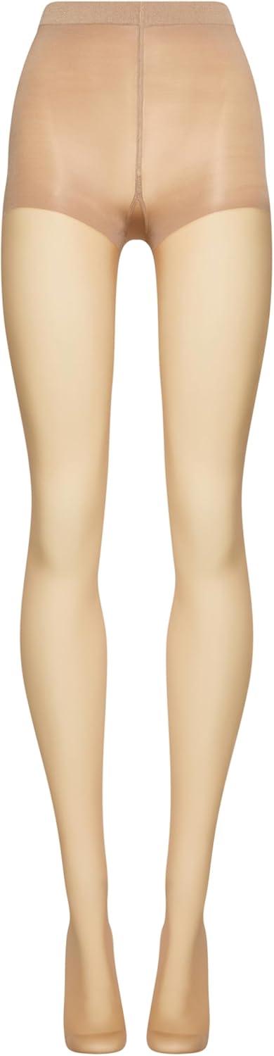 image:imageWolford Individual 10 Control Top Tights For Women Sheer Support Pantyhose Waist Sculpting Cotton Gusset Soft WaistbandGobi