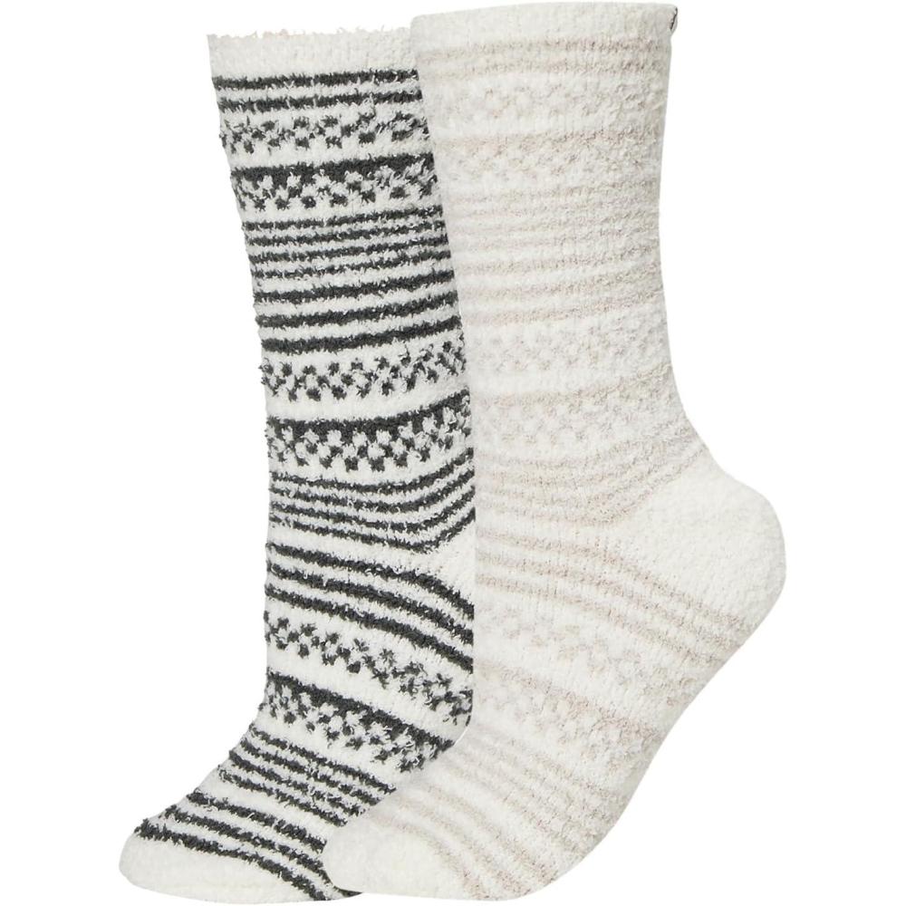 image:imageBarefoot Dreams womens Cozychic Checkered Stripe Sock SetDark Moss Stone Multi