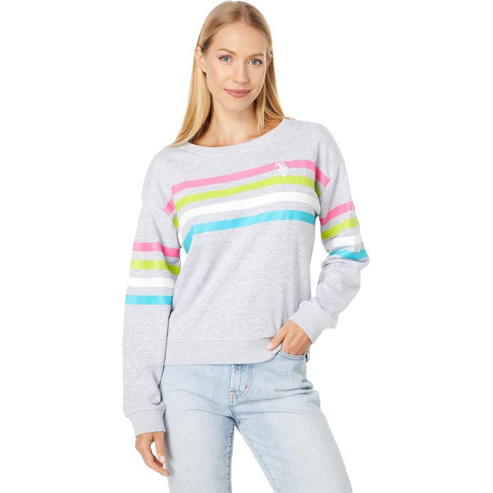 image:imageCrew Neck Sweatshirt with Stripe Logo by US Polo AssnHeather Light Gray