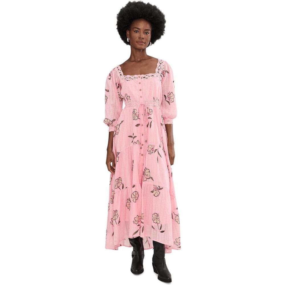 image:imageFree People Womens Morning Meadows LongSleeve Maxi DressBlushing Pink Combo