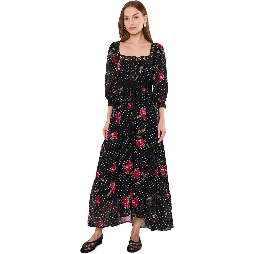 image:imageFree People Womens Morning Meadows LongSleeve Maxi DressRed Pop Combo