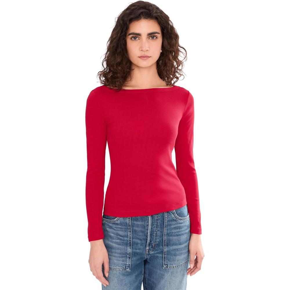 image:imageMadewell Womens The 90s Boatneck Tee in Compact CottonCherry