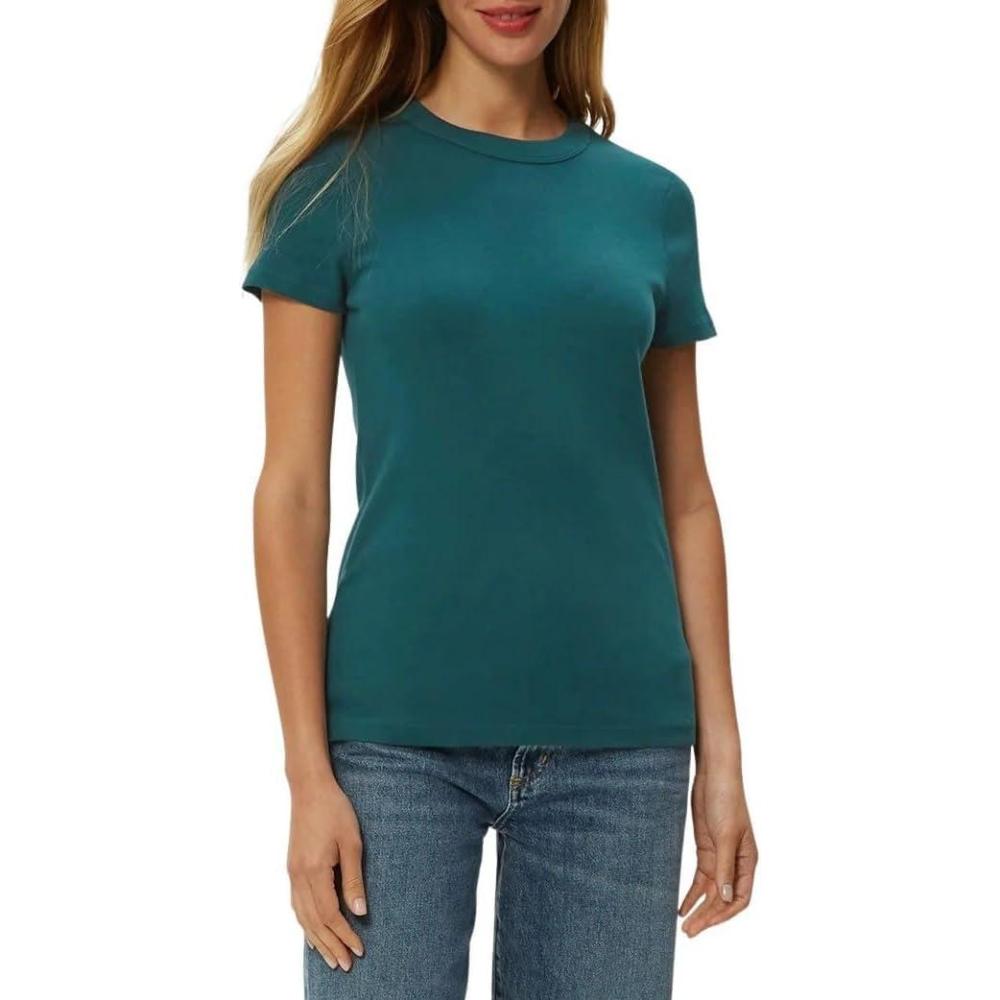 image:imageMichael Stars Womens Fitted Lexy Tee Short Cap Sleeve High Crew NeckGlaze