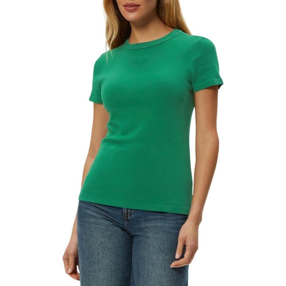 image:imageMichael Stars Womens Fitted Lexy Tee Short Cap Sleeve High Crew NeckMaldives Green