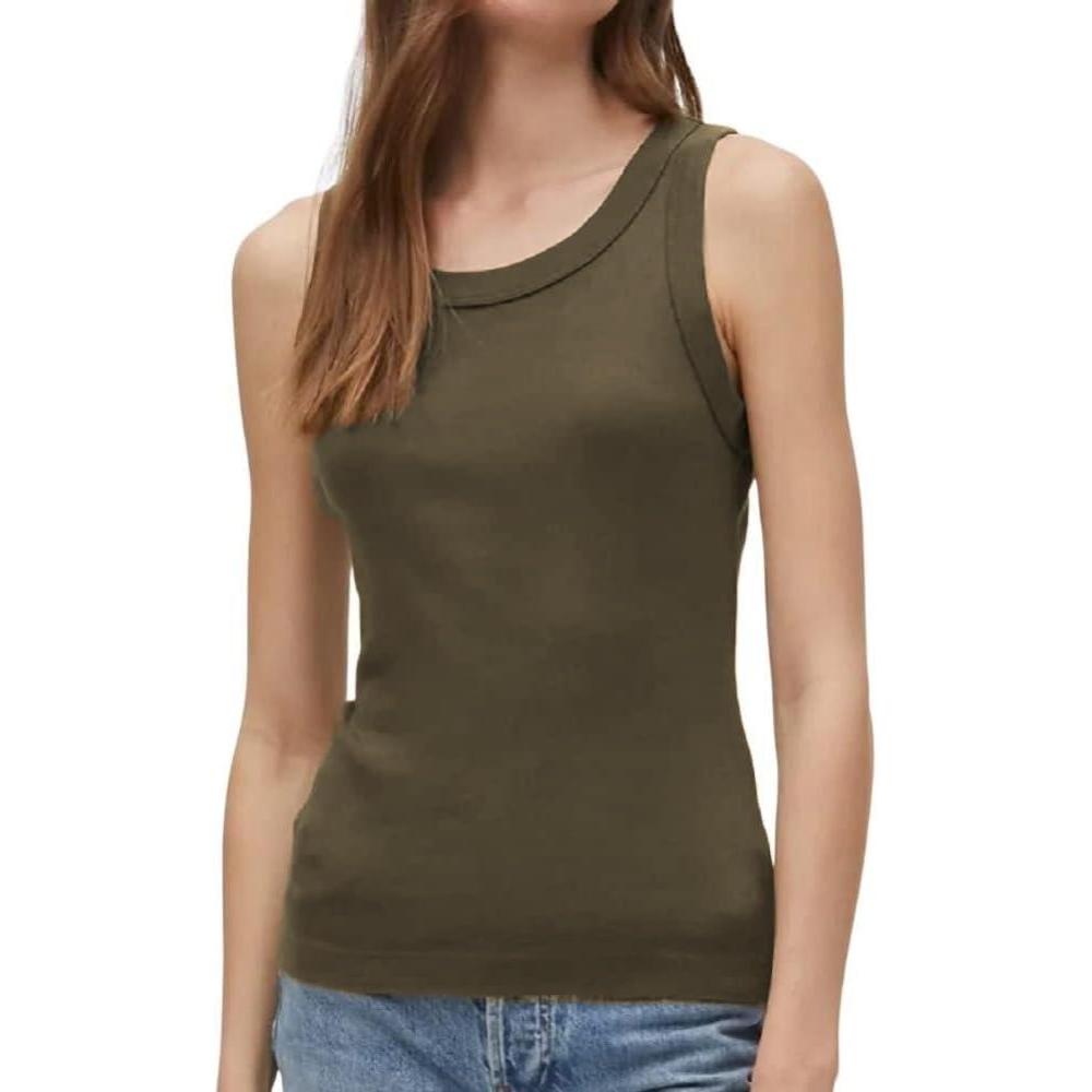 image:imageMichael Stars Womens Paloma Wide Binding Cotton Tank Top Everyday BasicCaper