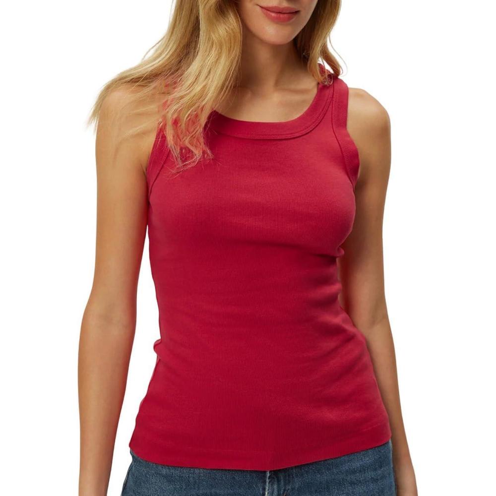 image:imageMichael Stars Womens Paloma Wide Binding Cotton Tank Top Everyday BasicLacquer