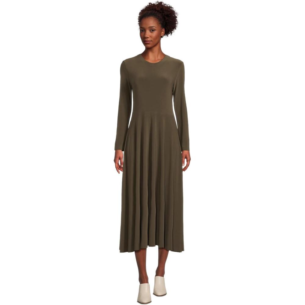image:imageNorma Kamali Womens Long Sleeve Flared DressBark