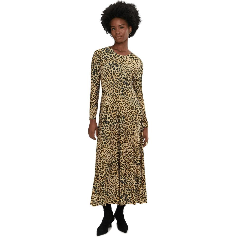image:imageNorma Kamali Womens Long Sleeve Flared DressCheetah Patch