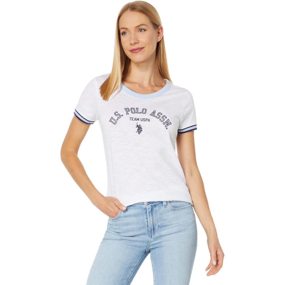 image:imageTrimmed US Polo Assn Ringer TeeWhite