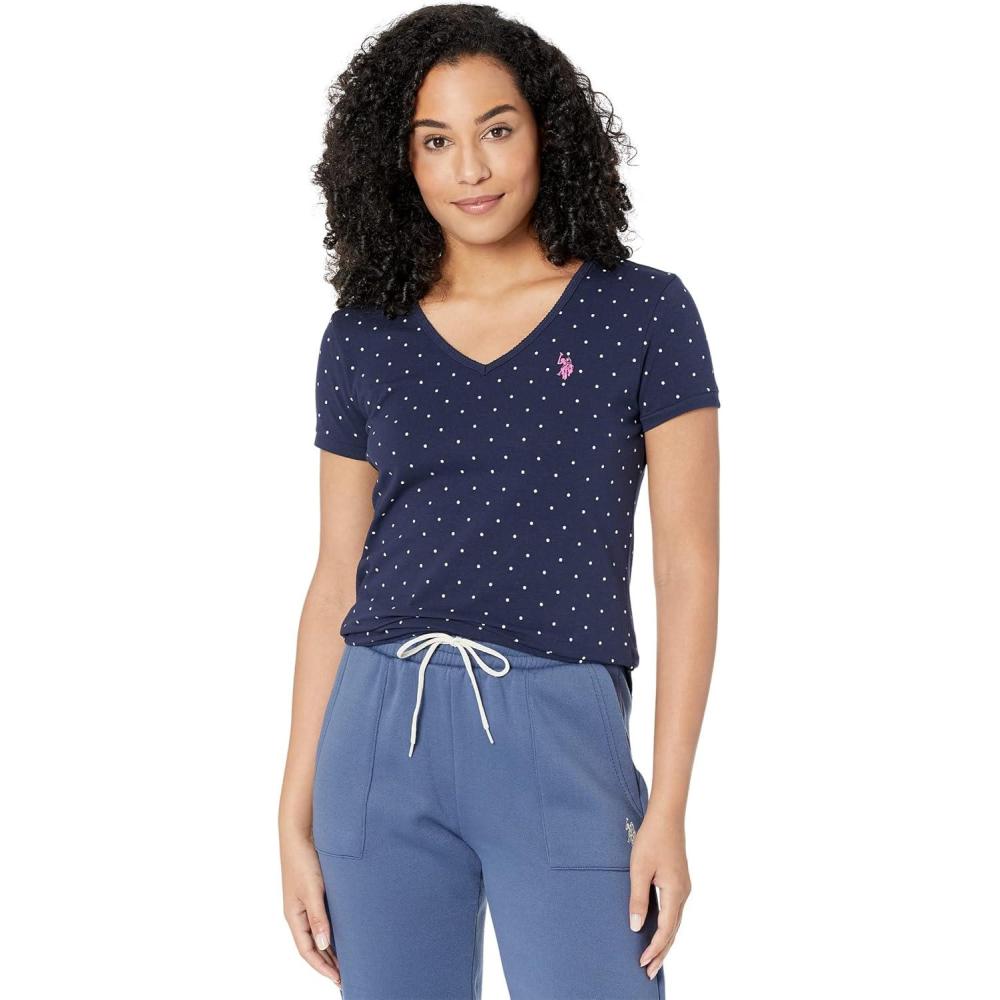 image:imageVNeck Dot TShirt by US Polo AssnNavyPink
