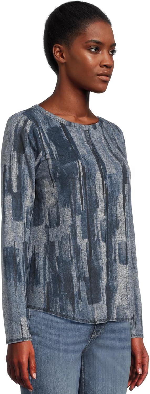 image:imageElliott Lauren Womens Crew Neck Long Sleeve Top with Overlok StitchingBlue Multi 1