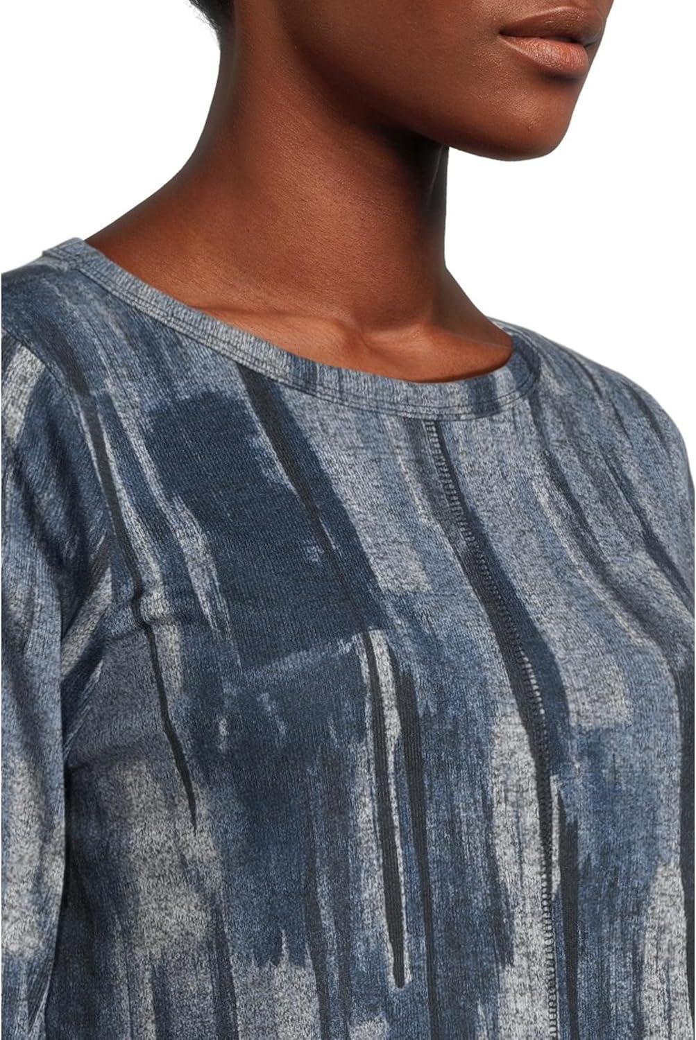 image:imageElliott Lauren Womens Crew Neck Long Sleeve Top with Overlok StitchingBlue Multi 1