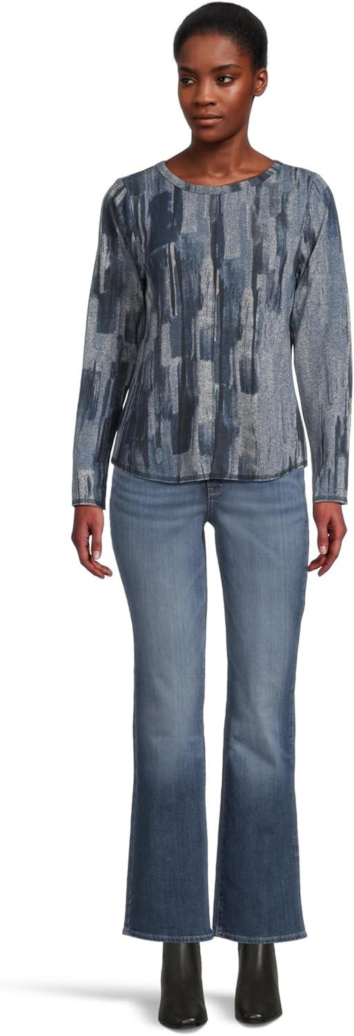 image:imageElliott Lauren Womens Crew Neck Long Sleeve Top with Overlok StitchingBlue Multi 1