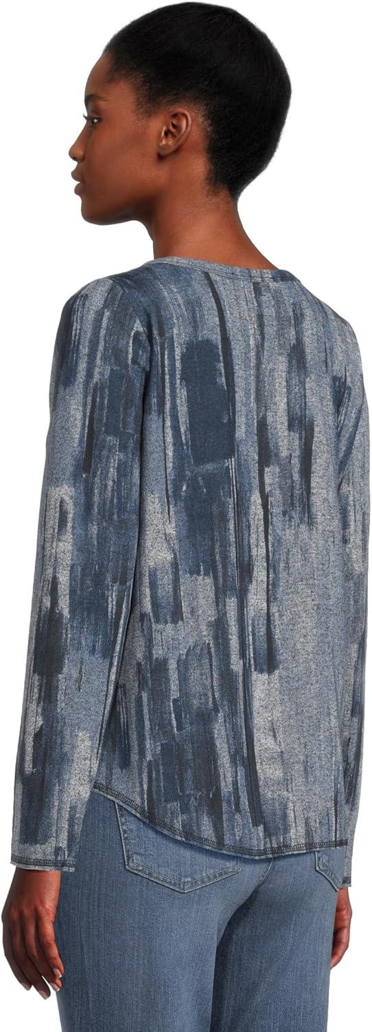 image:imageElliott Lauren Womens Crew Neck Long Sleeve Top with Overlok StitchingBlue Multi 1