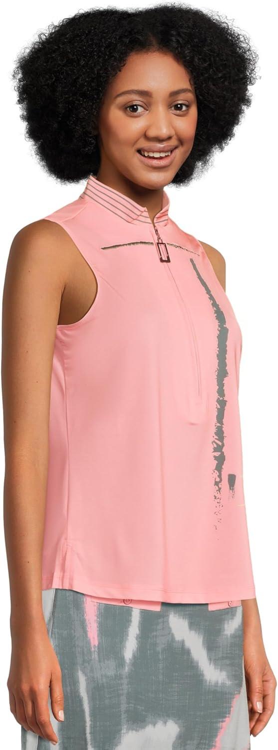 image:imageJamie Sadock Womens Zen Print Sleeveless PoloAzalea Pink