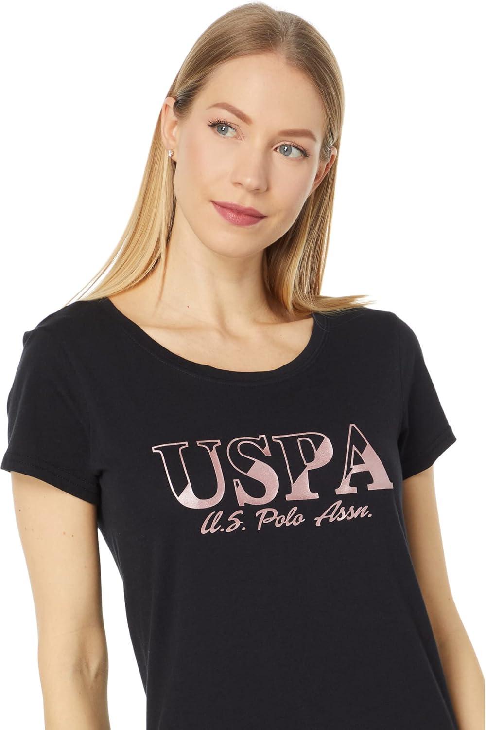image:imageMetallic Foil TShirt with Slashed Design by US Polo AssnBlack