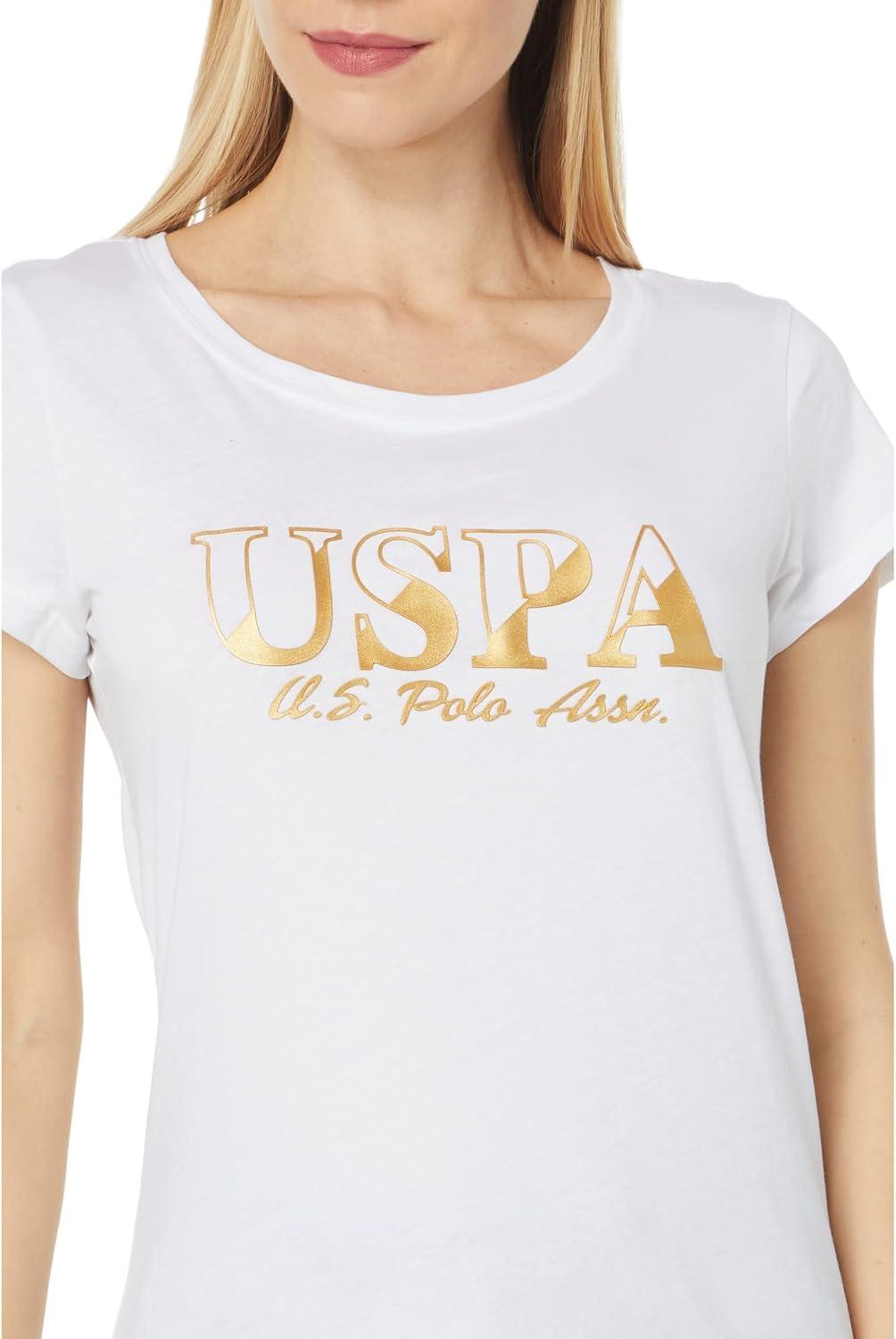 image:imageMetallic Foil TShirt with Slashed Design by US Polo AssnWhite