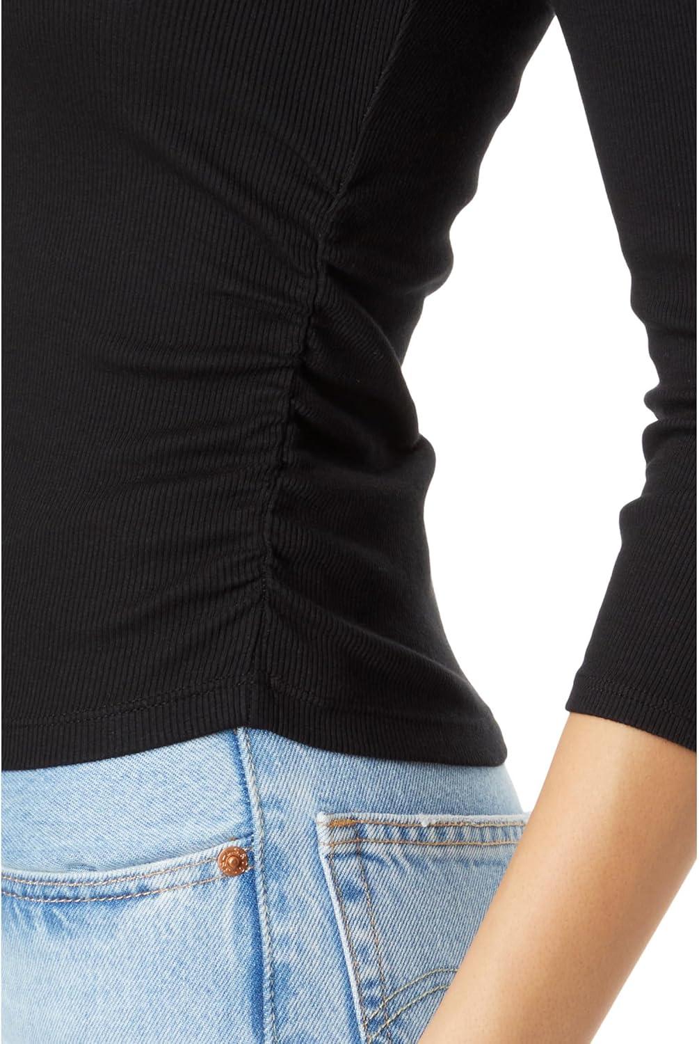image:imageMichael Stars Womens Enid 34 Sleeve VNeck Crop TeeBlack