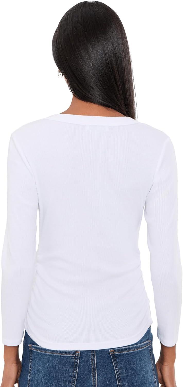 image:imageMichael Stars Womens Enid 34 Sleeve VNeck Crop TeeWhite