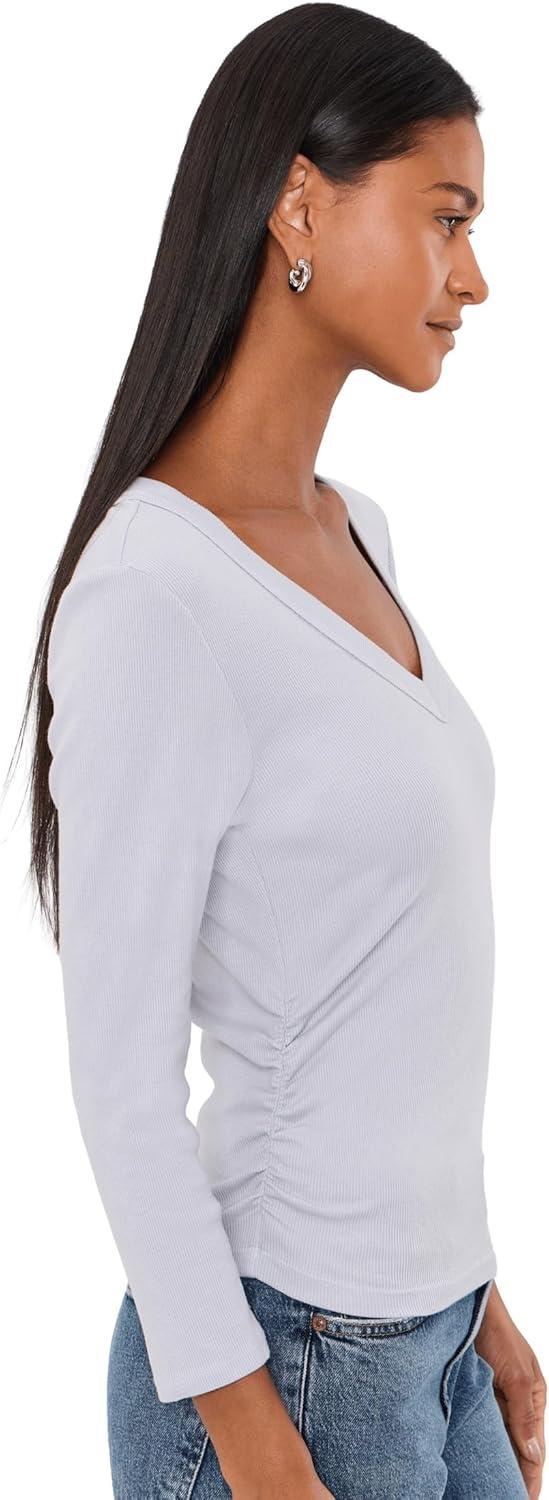 image:imageMichael Stars Womens Enid 34 Sleeve VNeck Crop TeeZinc
