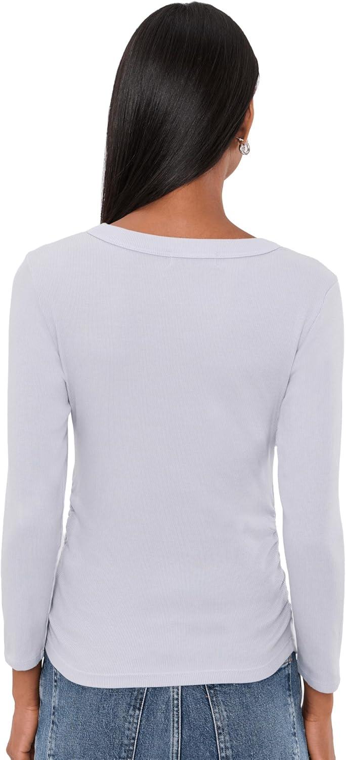 image:imageMichael Stars Womens Enid 34 Sleeve VNeck Crop TeeZinc