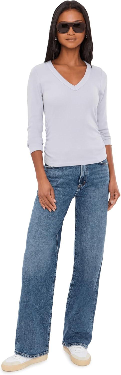 image:imageMichael Stars Womens Enid 34 Sleeve VNeck Crop TeeZinc