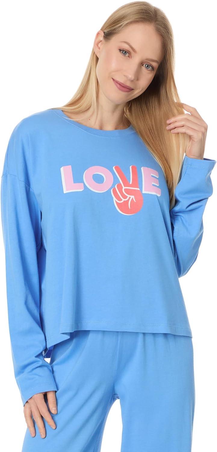 image:imagePJ Salvage womens Cotton Modal Jersey Softee Pajama SetBright Blue Love and Peace