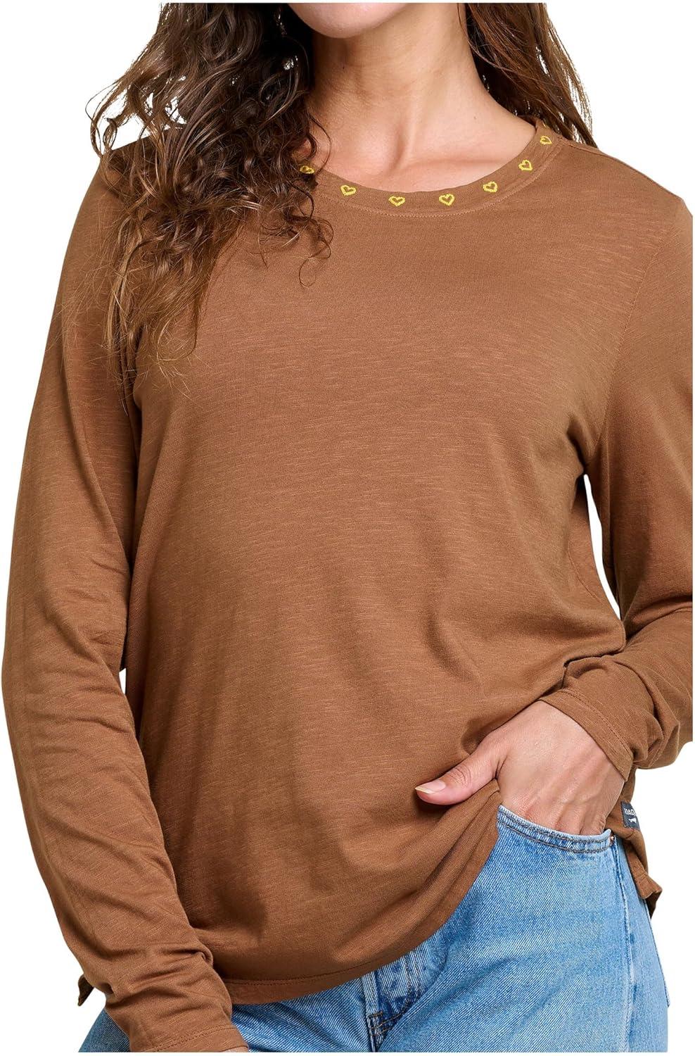 image:imageToadampCo Womens Primo Long Sleeve Crew EmbroideredBrown Sugar Embroidery
