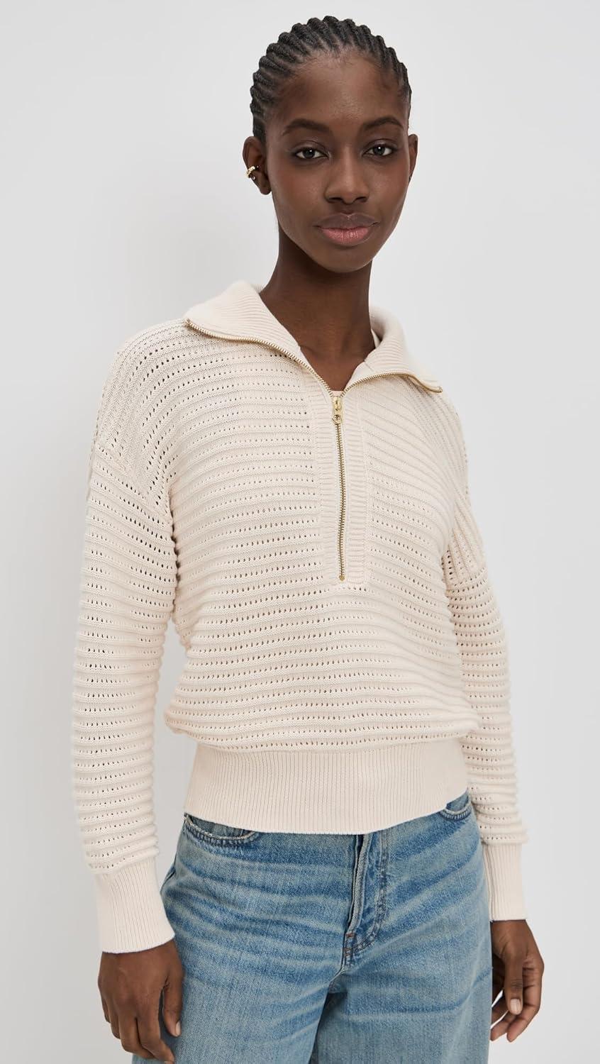 image:imageVarley Womens Tara Pointelle Half Zip SweaterWhitecap Grey