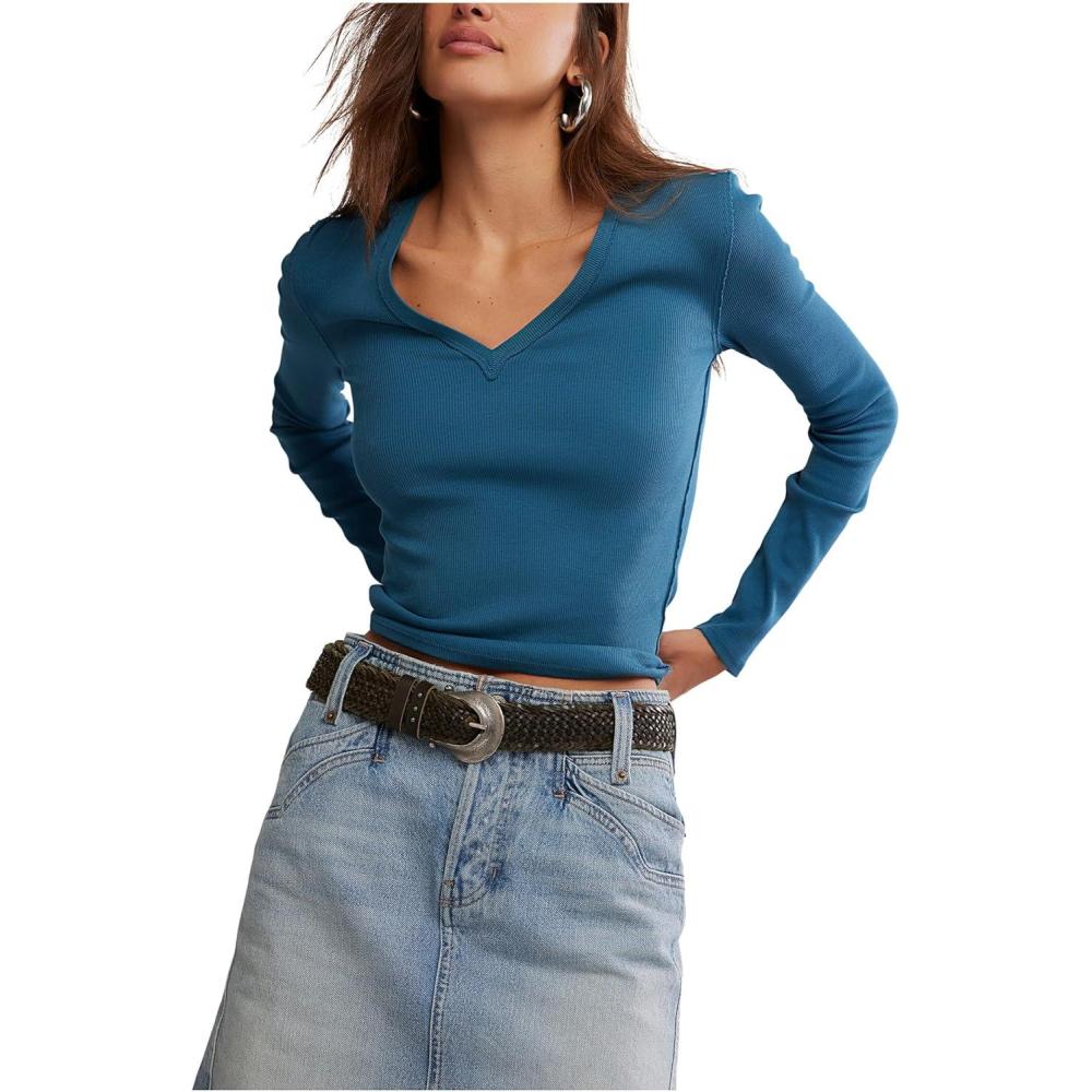 image:imageFree People Womens Neria Long Sleeve Still Sea Medium
