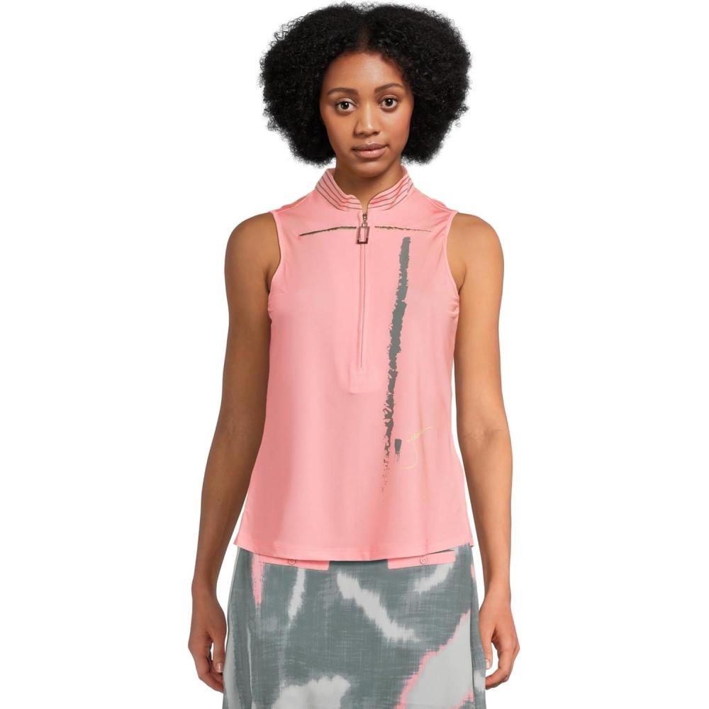 image:imageJamie Sadock Womens Zen Print Sleeveless PoloAzalea Pink