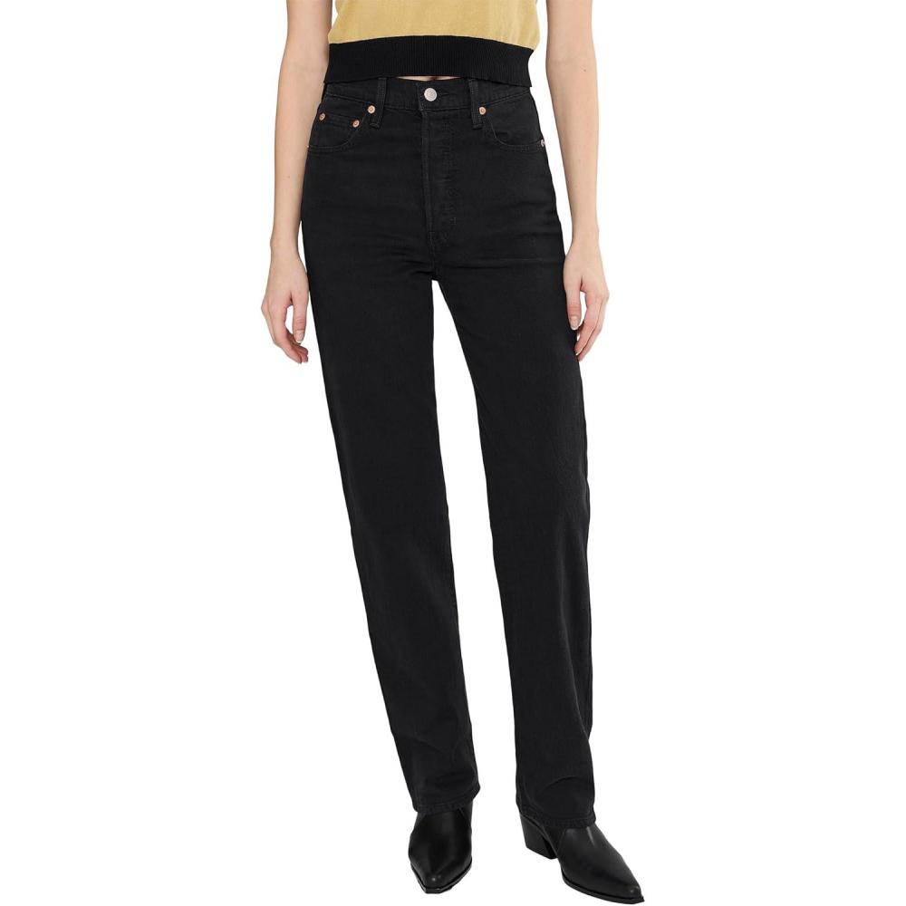 image:imageLevis Womens Ribcage Full Length JeansBlack Sprout