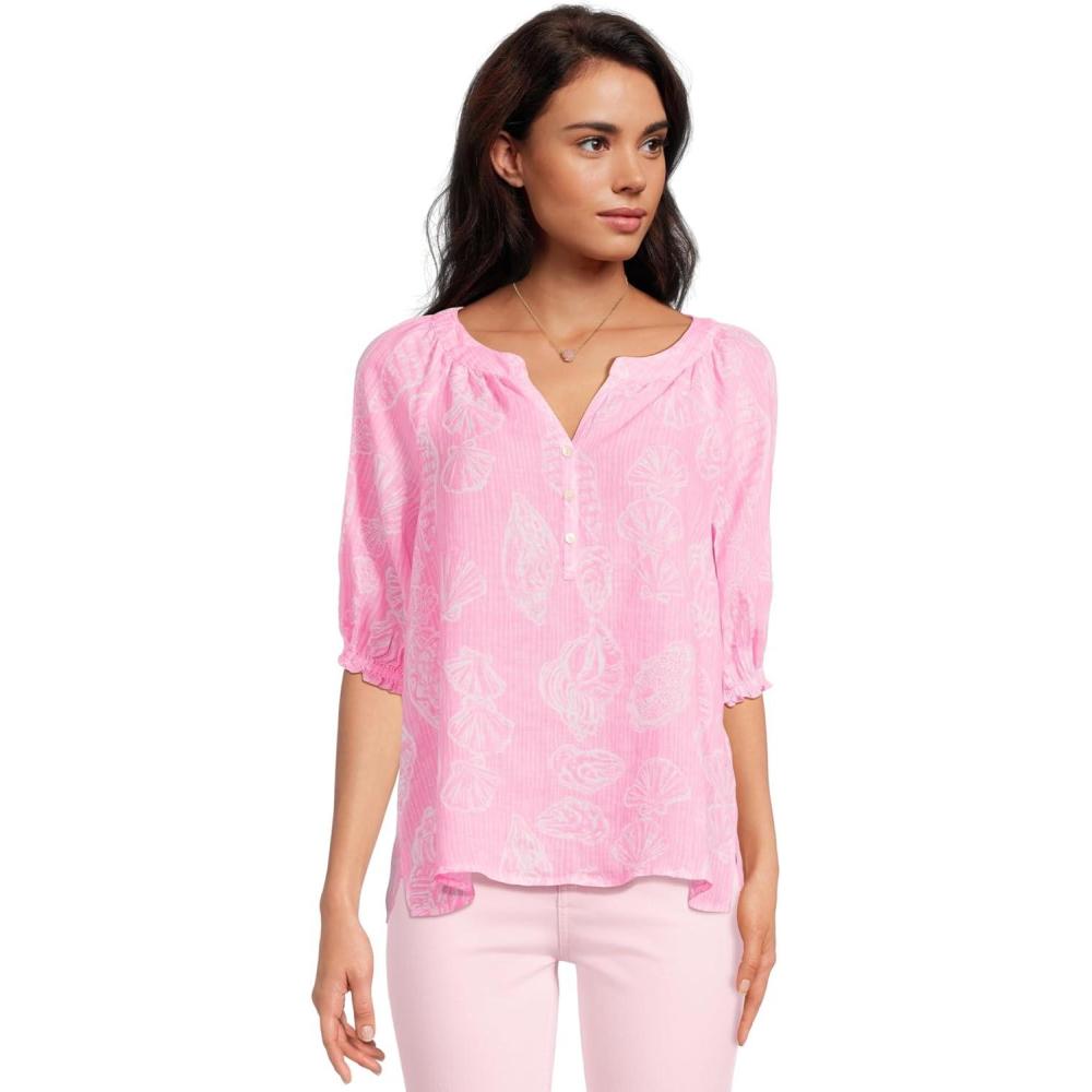 image:imageLilly Pulitzer Womens Caprina TopRousseau Pink Cool as Shell