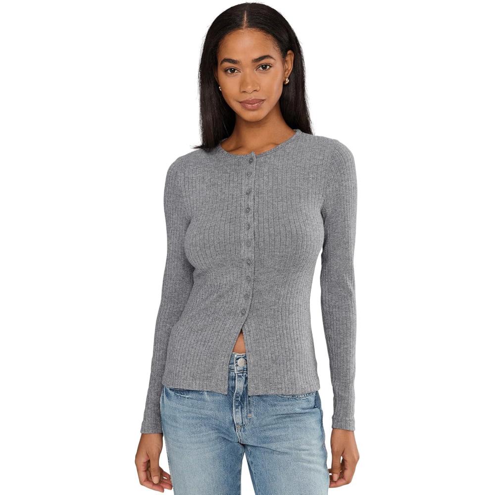 image:imageMadewell Womens Texture Mock Neck CardiganHeather Charcoal