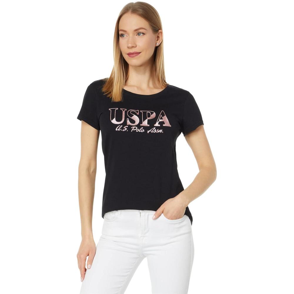 image:imageMetallic Foil TShirt with Slashed Design by US Polo AssnBlack