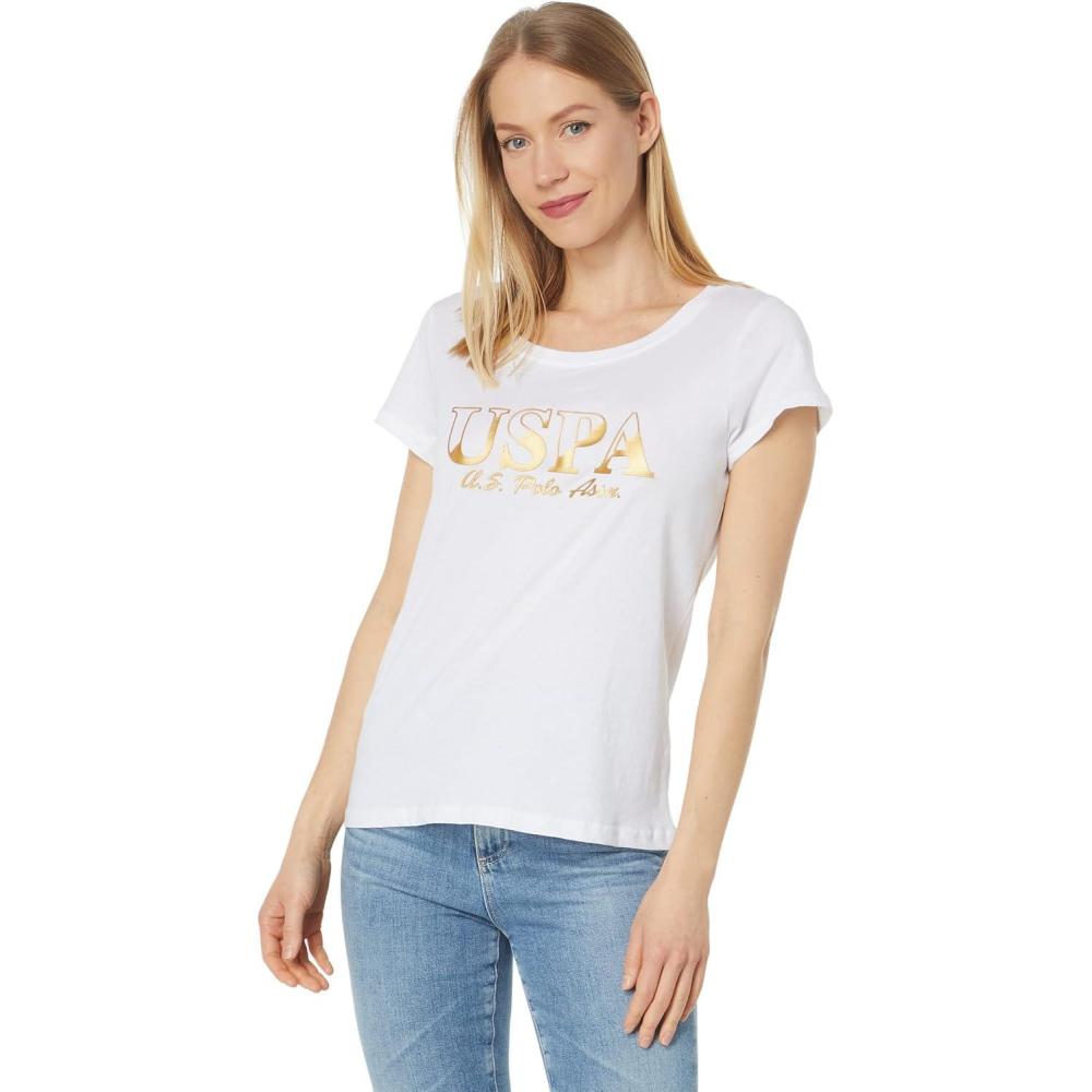 image:imageMetallic Foil TShirt with Slashed Design by US Polo AssnWhite