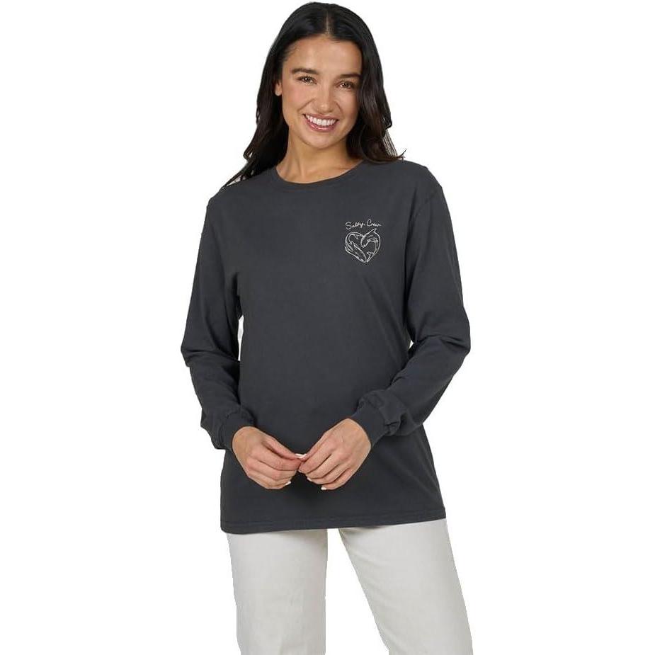 image:imageSalty Crew Womens Heart Shark Long Sleeve Boyfriend TeeCharcoal