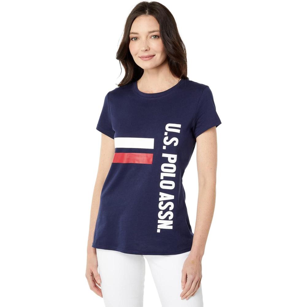 image:imageUS Polo Assn Crew Neck Stripe USPA Graphic Tee Classic Navy LG