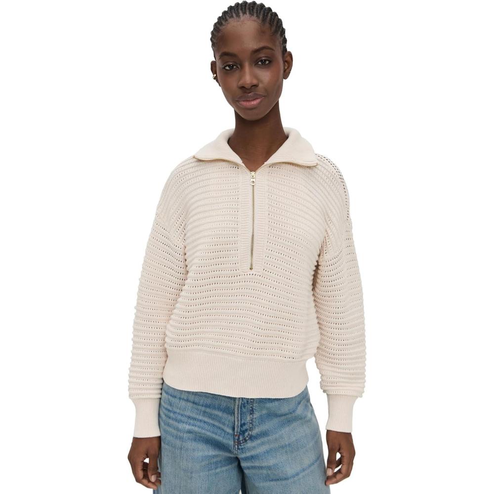 image:imageVarley Womens Tara Pointelle Half Zip SweaterWhitecap Grey