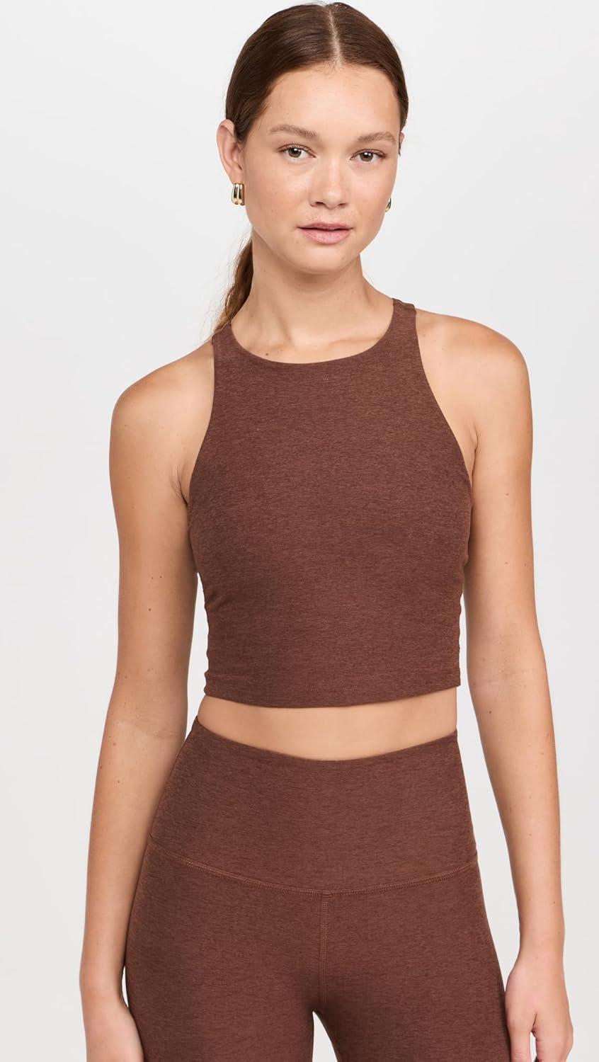 image:imageBeyond Yoga Womens Spacedye Refocus Cropped TankBold Mocha Heather